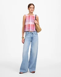 Plaid Tie-Back Tank 100% Linen | Madewell