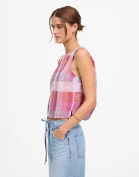 Plaid Tie-Back Tank 100% Linen | Madewell