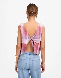 Plaid Tie-Back Tank 100% Linen | Madewell