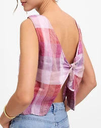 Plaid Tie-Back Tank 100% Linen | Madewell