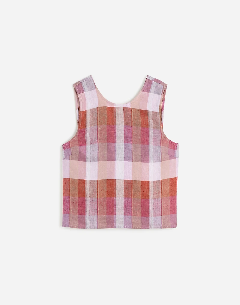 Plaid Tie-Back Tank 100% Linen | Madewell