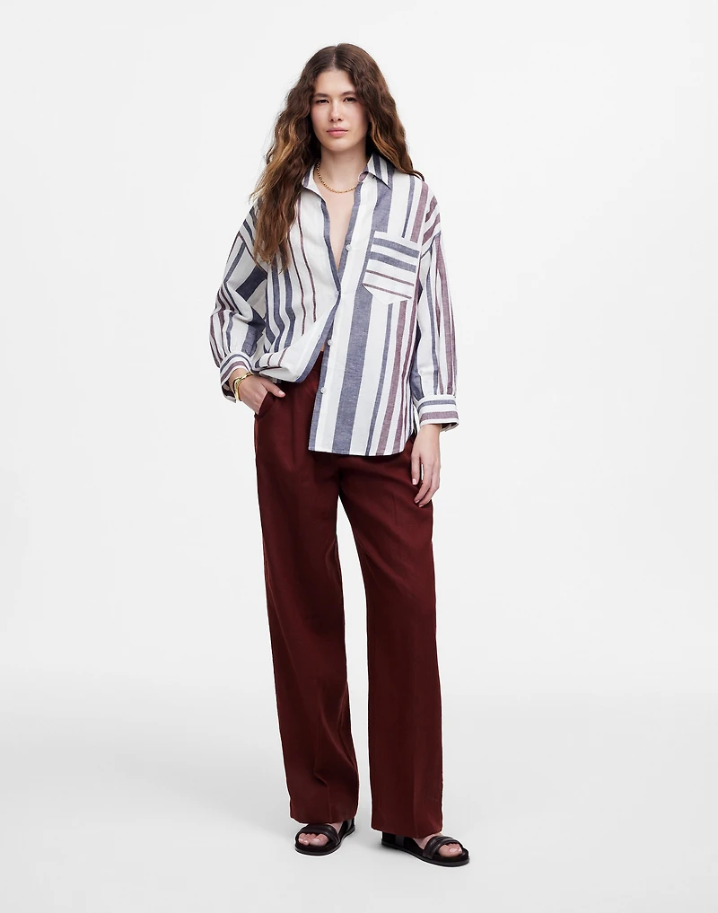 Shirred Button-Up Shirt in Linen-Cotton | Madewell