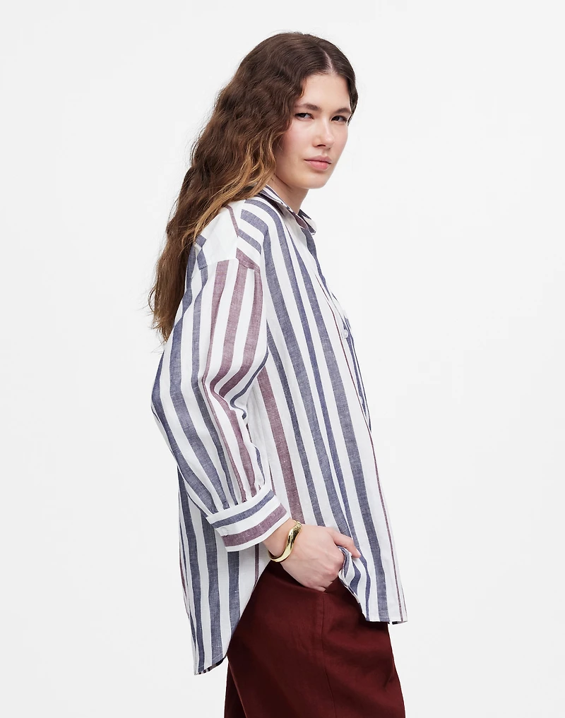 Shirred Button-Up Shirt in Linen-Cotton | Madewell