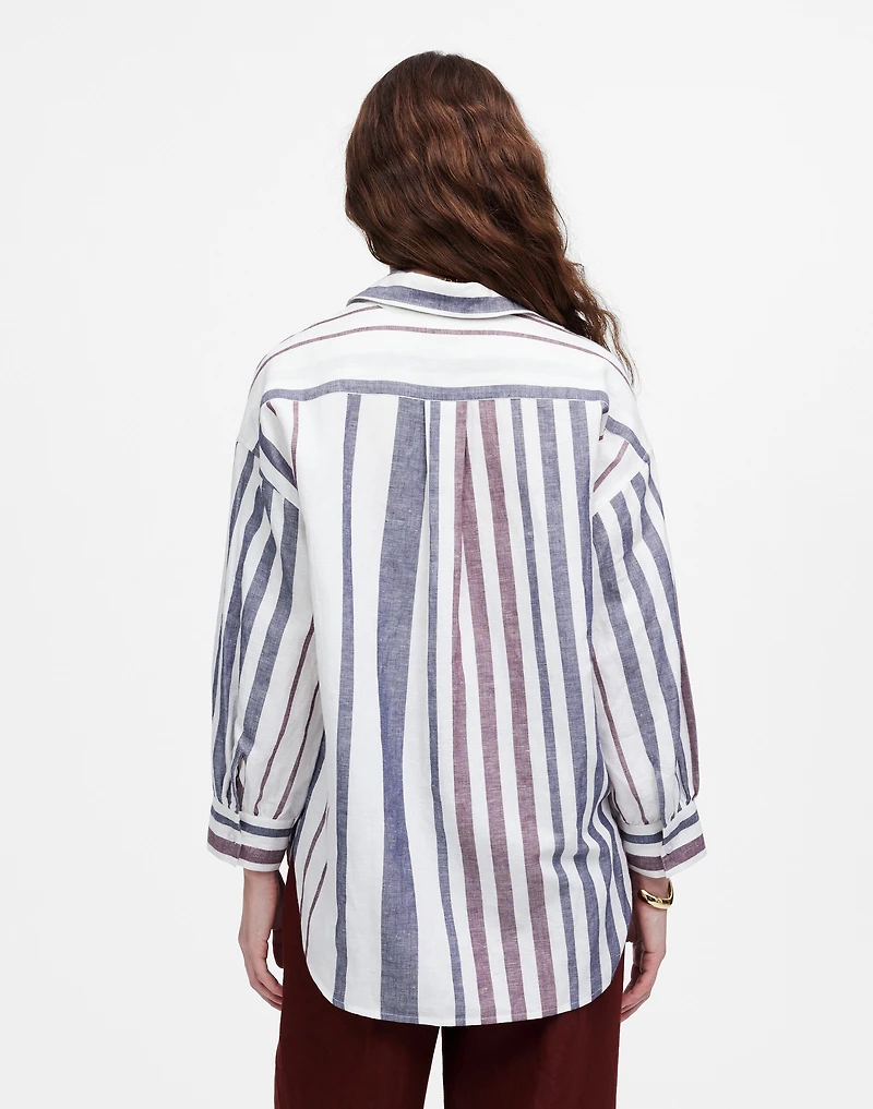 Shirred Button-Up Shirt in Linen-Cotton | Madewell