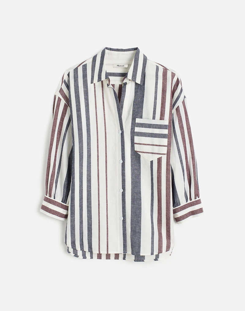 Shirred Button-Up Shirt in Linen-Cotton | Madewell