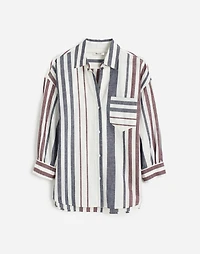 Shirred Button-Up Shirt in Linen-Cotton | Madewell