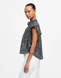 Shirred Lace-Trim Top