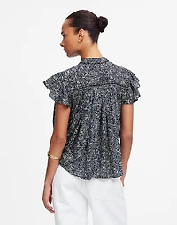 Shirred Lace-Trim Top