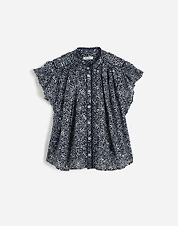 Shirred Lace-Trim Top