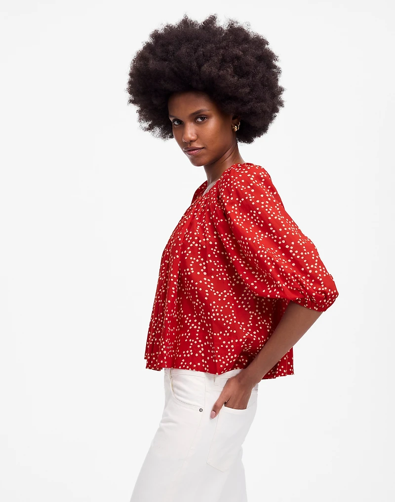 Shirred Puff-Sleeve Top Dot | Madewell