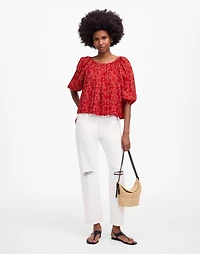 Shirred Puff-Sleeve Top Dot | Madewell