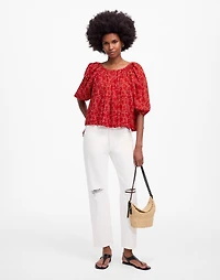Shirred Puff-Sleeve Top Dot | Madewell