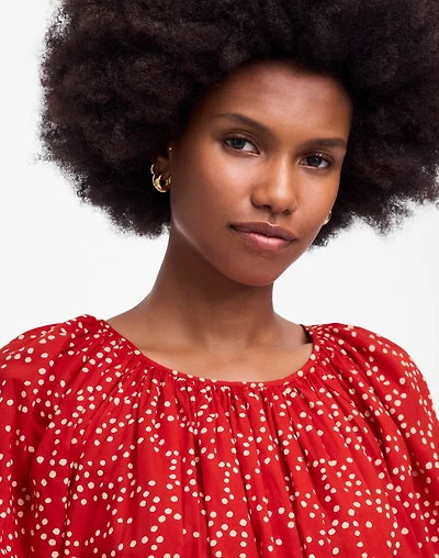 Shirred Puff-Sleeve Top Dot | Madewell