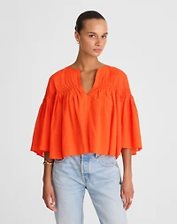 Pintucked Flutter-Sleeve Top | Madewell