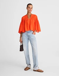 Pintucked Flutter-Sleeve Top | Madewell