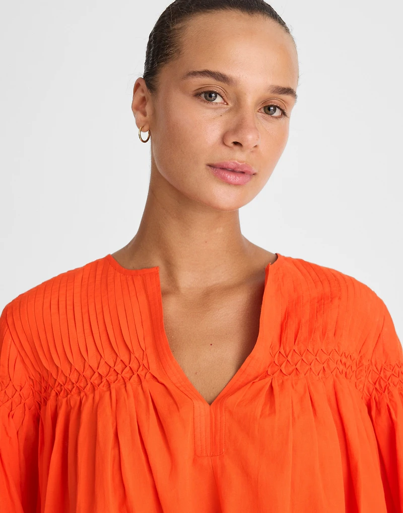 Pintucked Flutter-Sleeve Top | Madewell