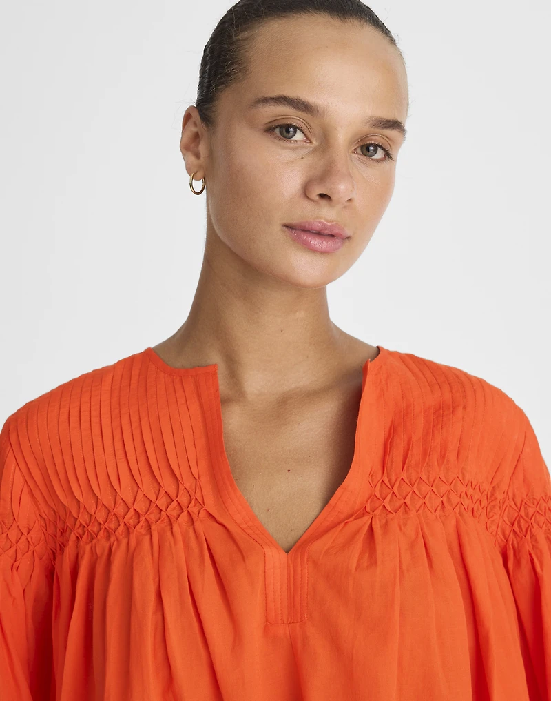 Pintucked Flutter-Sleeve Top | Madewell