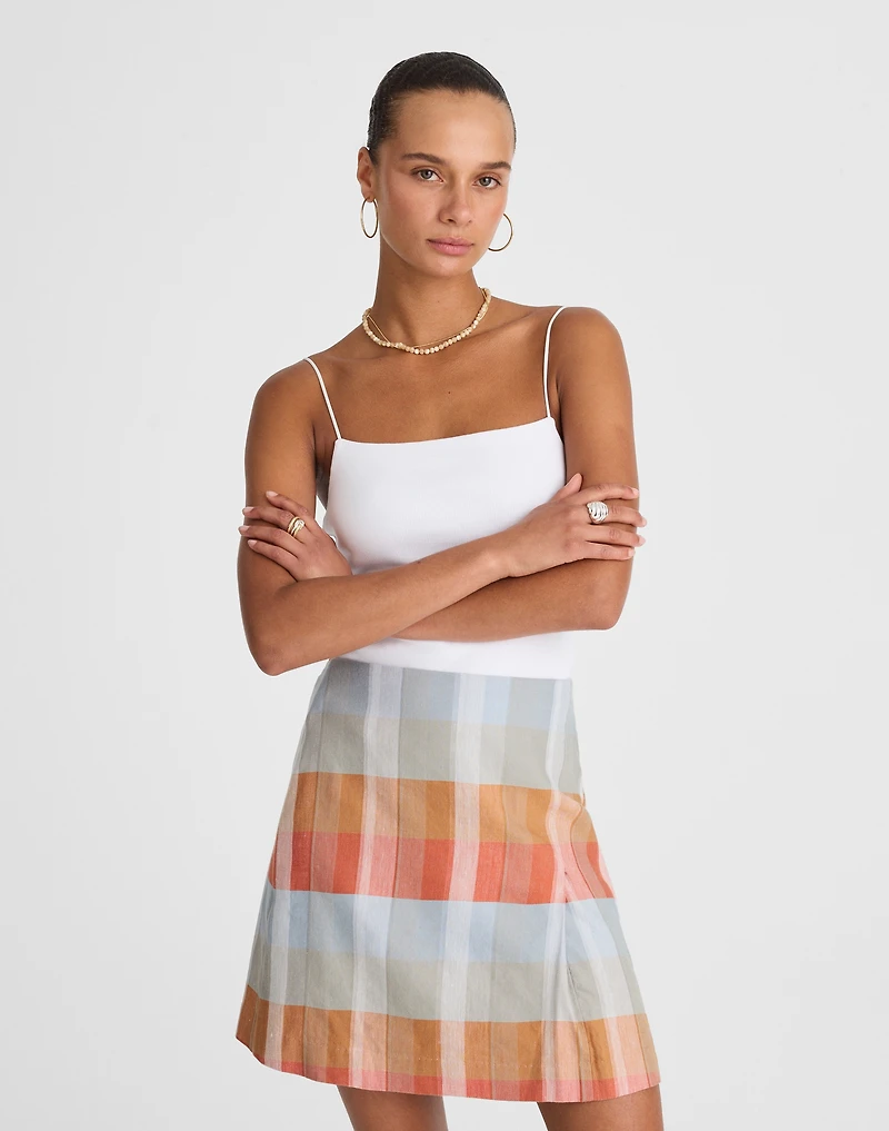 Single-Pleat Linen Mini Skirt | Madewell