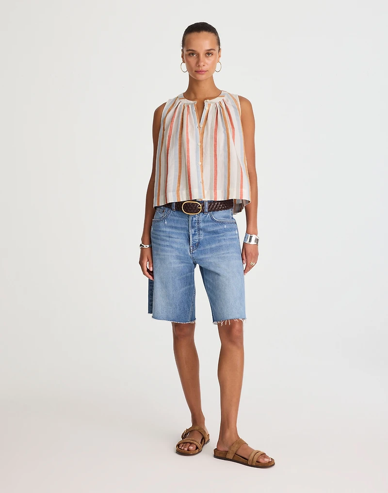 Button-Front Tank Linen-Cotton | Madewell