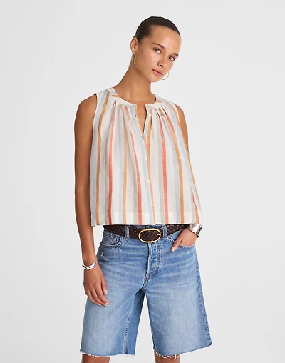 Button-Front Tank Linen-Cotton | Madewell