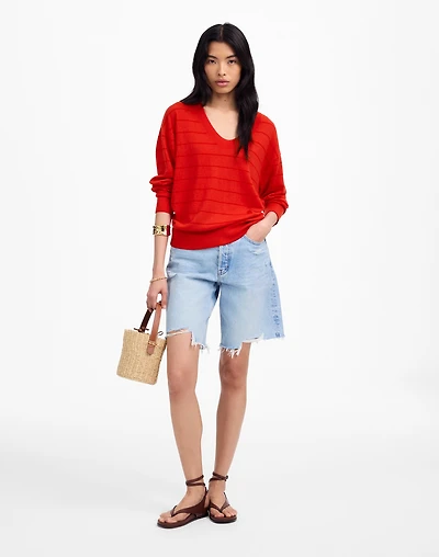 Cashmere U-Neck Pullover Stripe | Madewell