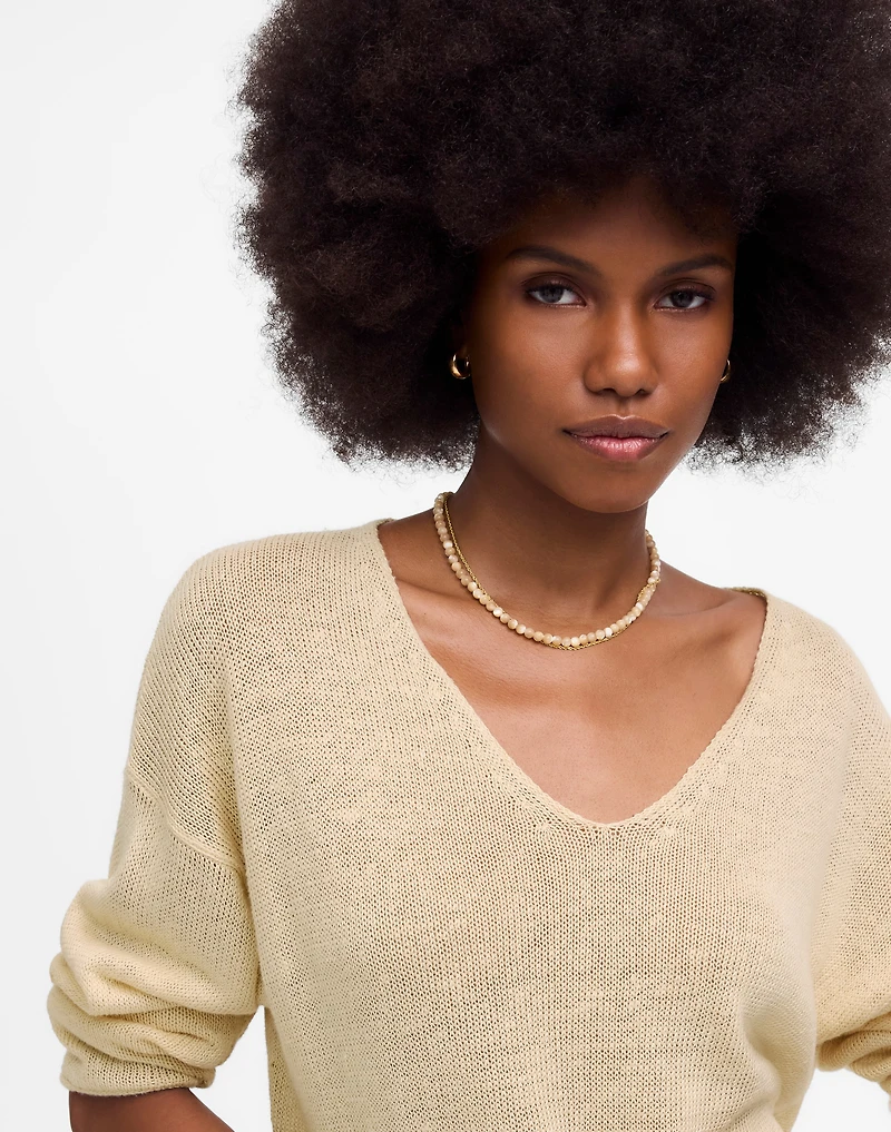Linen V-Neck Sweater | Madewell