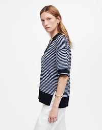 Striped Johnny-Collar Sweater Tee | Madewell