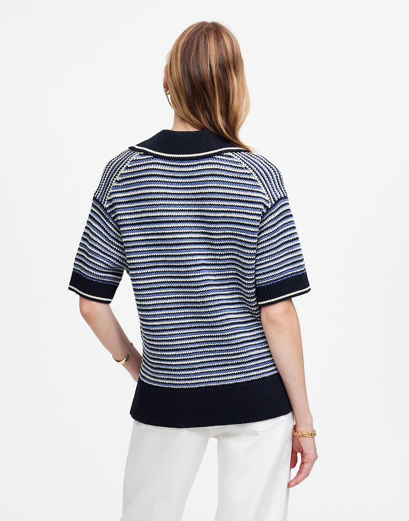 Striped Johnny-Collar Sweater Tee | Madewell