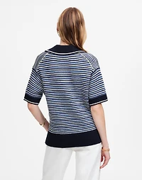 Striped Johnny-Collar Sweater Tee | Madewell