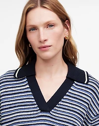 Striped Johnny-Collar Sweater Tee | Madewell
