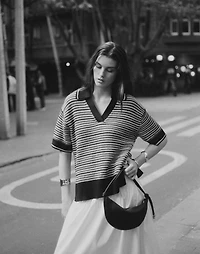 Striped Johnny-Collar Sweater Tee | Madewell