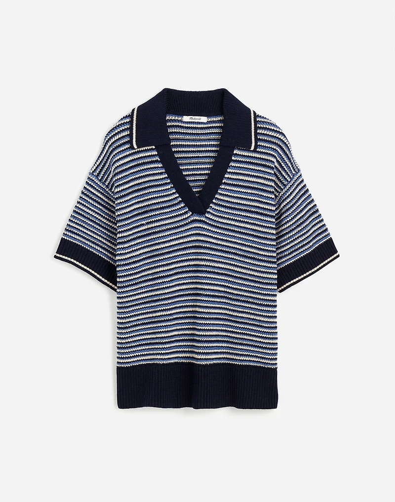 Striped Johnny-Collar Sweater Tee | Madewell