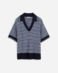 Striped Johnny-Collar Sweater Tee | Madewell
