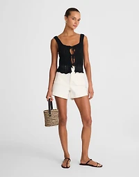 Pointelle-Stitch Tie-Front Sweater Tank | Madewell