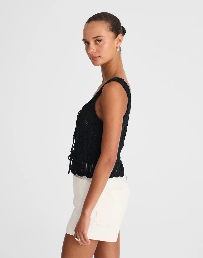 Pointelle-Stitch Tie-Front Sweater Tank | Madewell