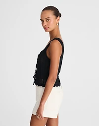 Pointelle-Stitch Tie-Front Sweater Tank | Madewell