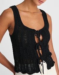 Pointelle-Stitch Tie-Front Sweater Tank | Madewell