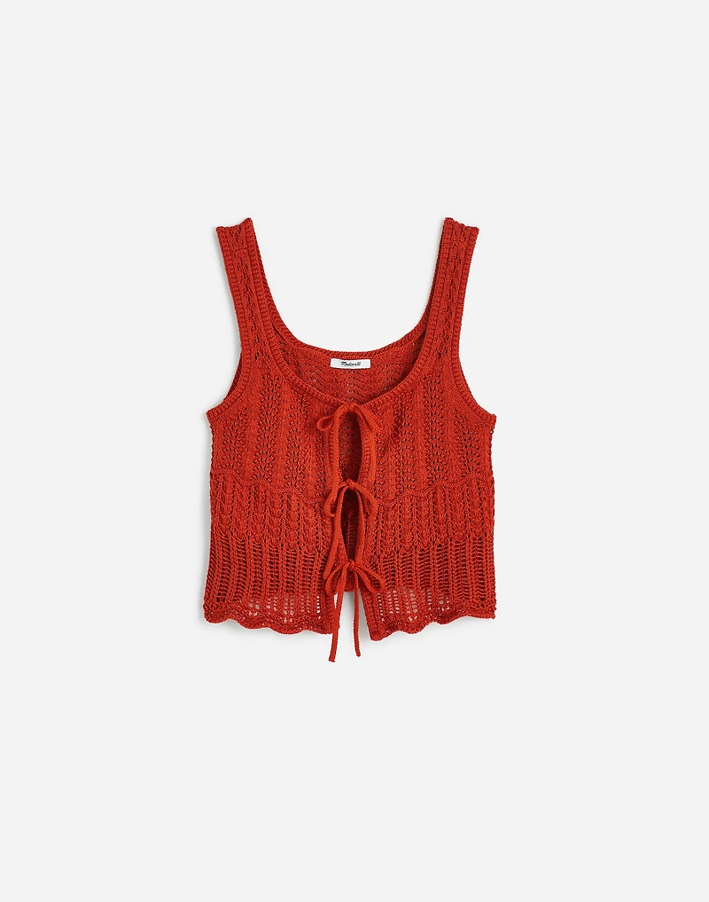 Pointelle-Stitch Tie-Front Sweater Tank | Madewell