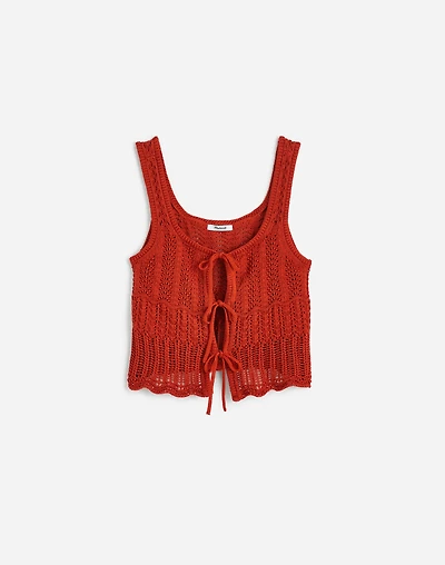 Pointelle-Stitch Tie-Front Sweater Tank | Madewell
