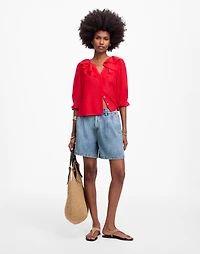 Pleated Trouser Short Robertson Wash: Airy Denim Edition | Madewell