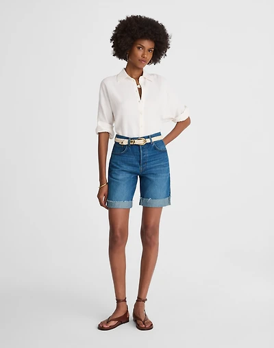 Long Baggy Cuffed Jean Shorts Mifflin Wash | Madewell