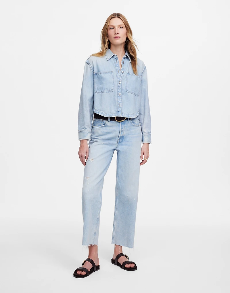 Cropped Shirt Jacket Foster Wash: Airy Denim Edition | Madewell