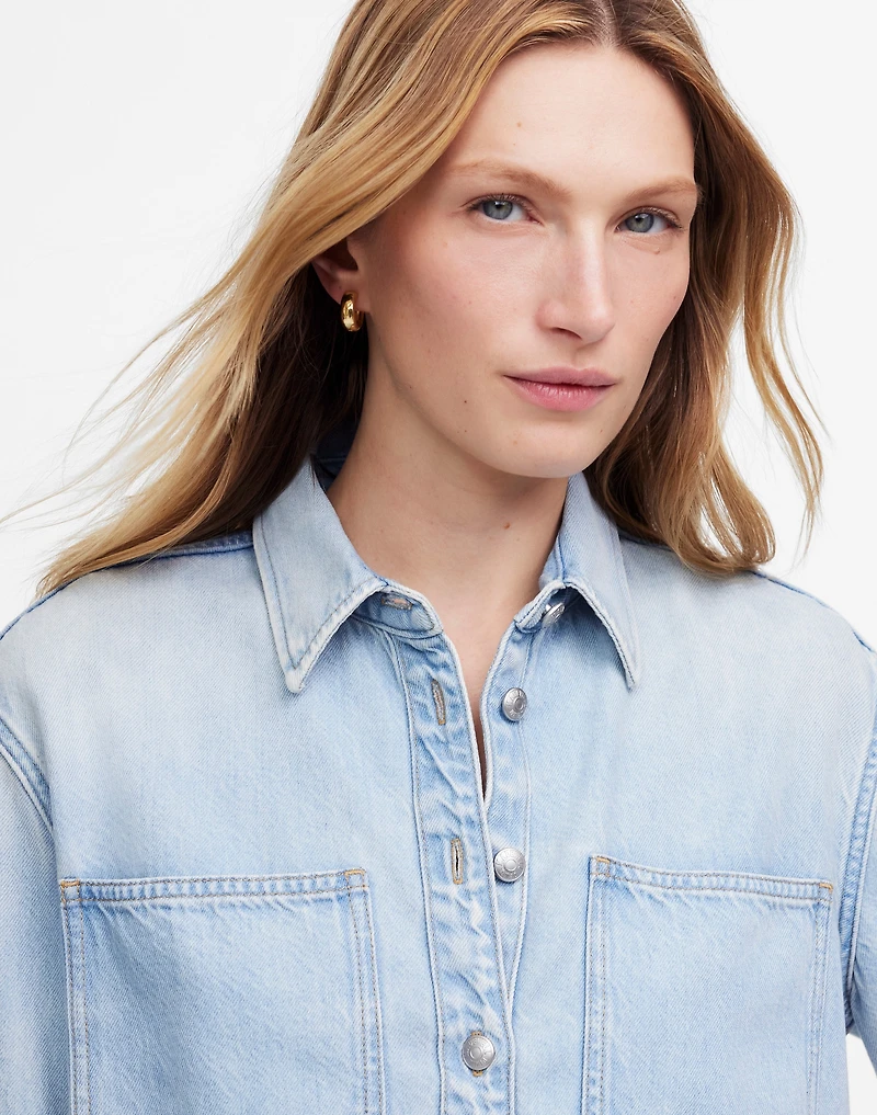 Cropped Shirt Jacket Foster Wash: Airy Denim Edition | Madewell