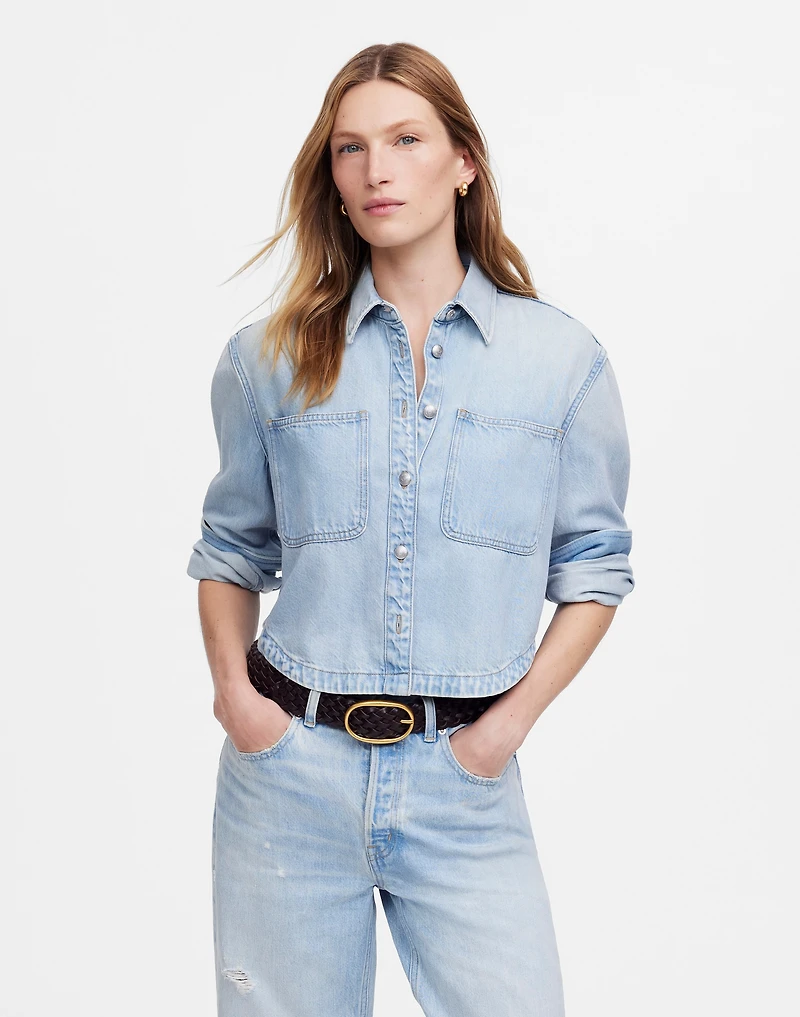Cropped Shirt Jacket Foster Wash: Airy Denim Edition | Madewell