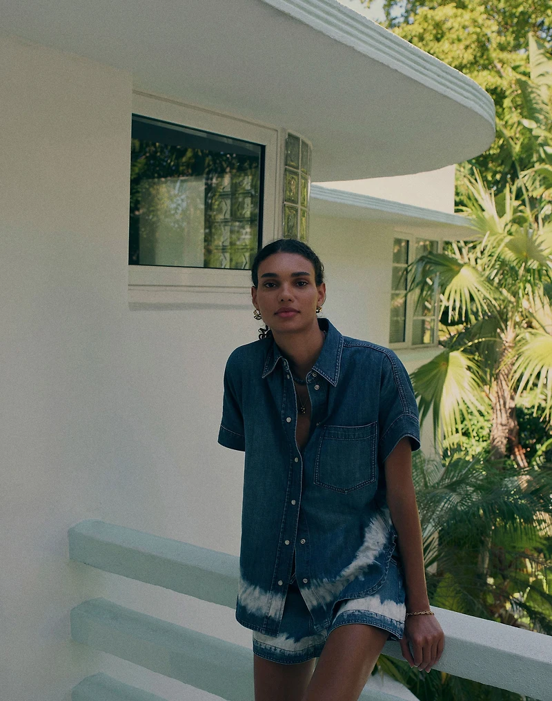 Shibori Denim Short-Sleeve Shirt | Madewell