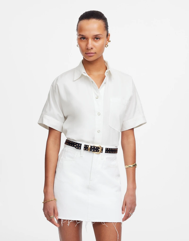 Denim Short-Sleeve Shirt Pure White | Madewell