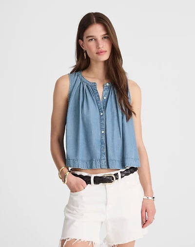 Button-Front Tank Ashbury Wash: Airy Denim Edition | Madewell