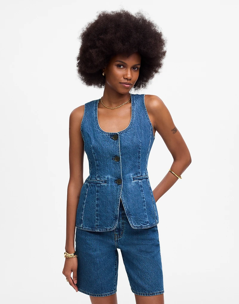 Denim Scoopneck Cutaway Vest Dowe Wash | Madewell