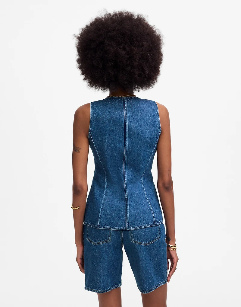 Denim Scoopneck Cutaway Vest Dowe Wash | Madewell