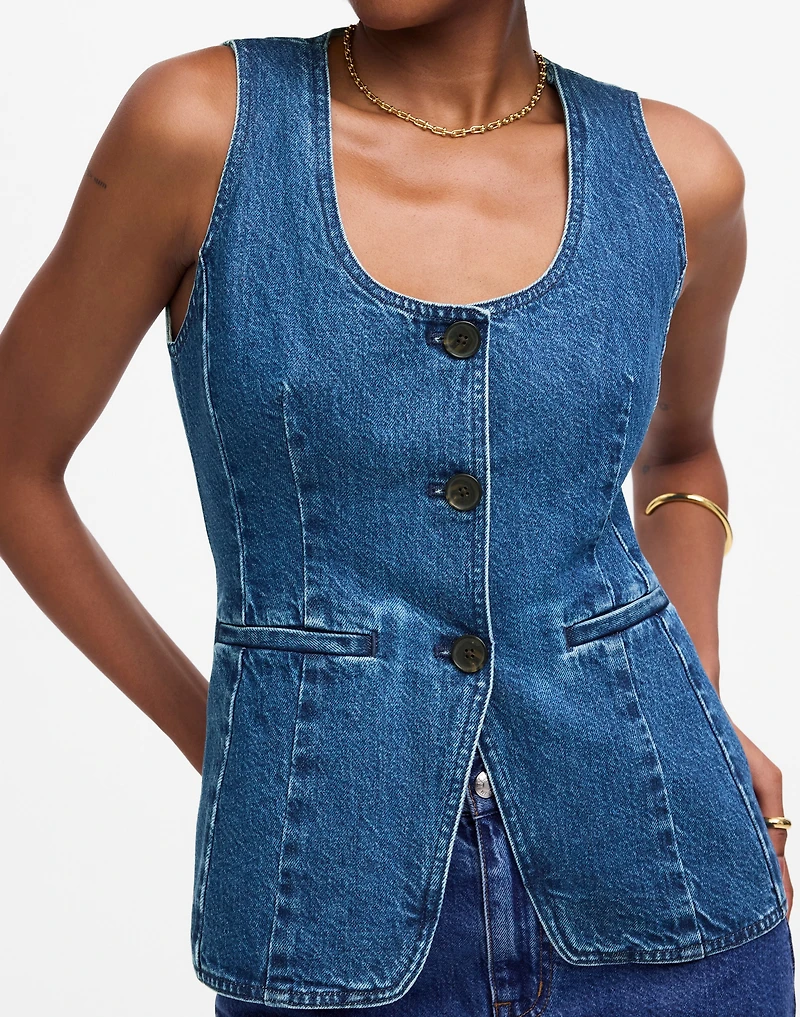 Denim Scoopneck Cutaway Vest Dowe Wash | Madewell